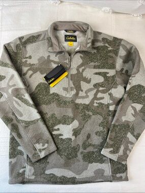 Cabela's Olive & Tan Camo Quarter-Zip Field Pullover